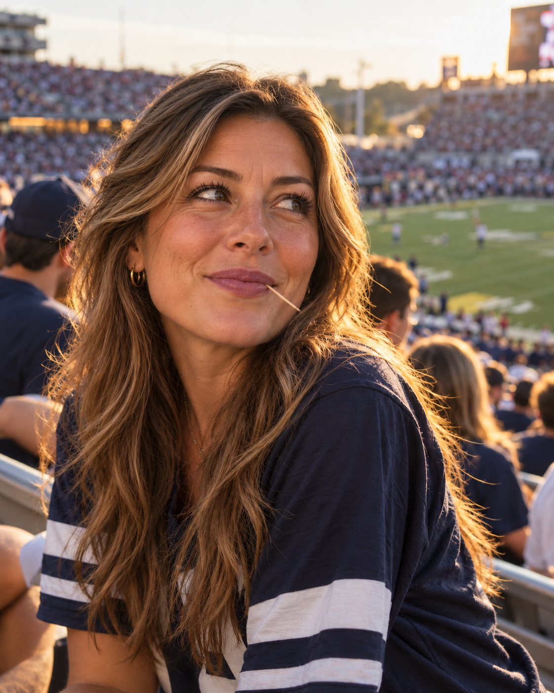 Adult fan with Moon Picks at a game