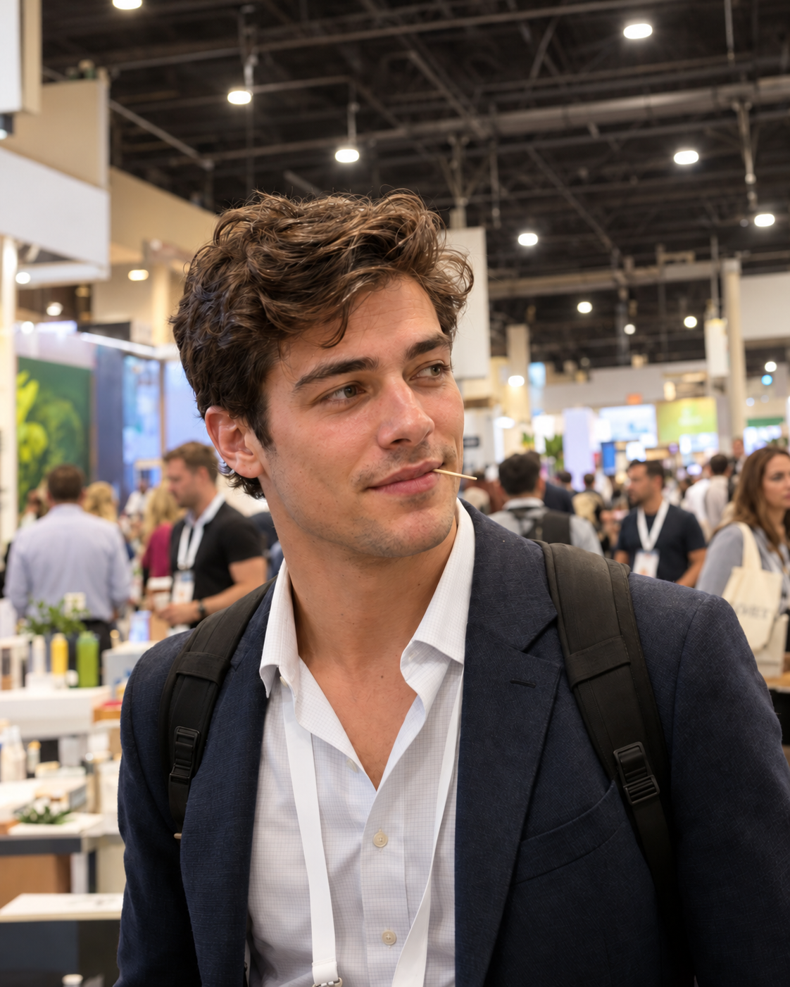 Professional with Moon Picks at a trade show